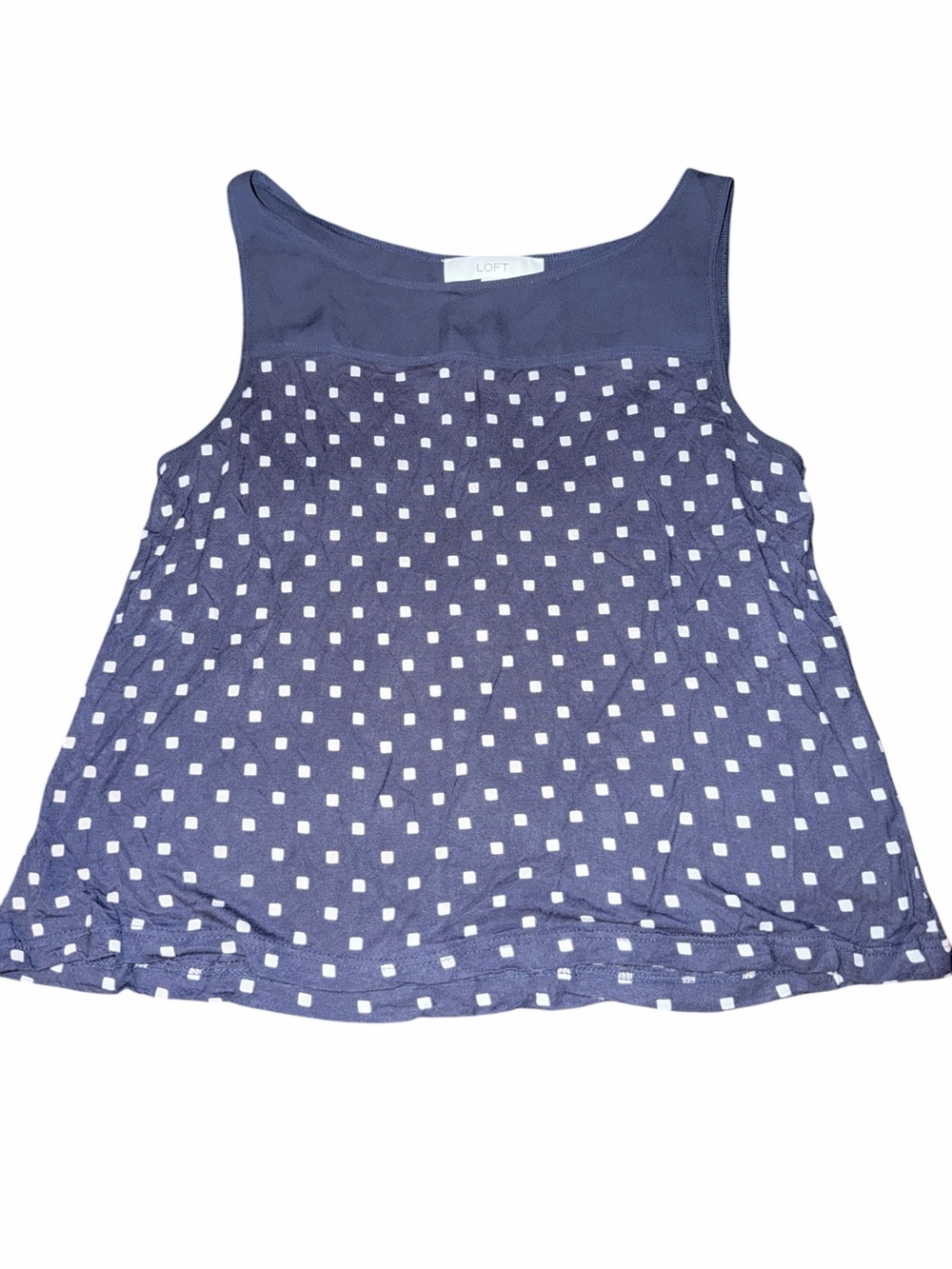 LOFT Women's Navy Blue Polka Dot Tank Top